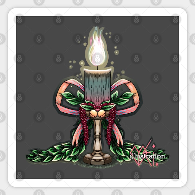 Christmas decorations candle Magnet by Mei.illustration